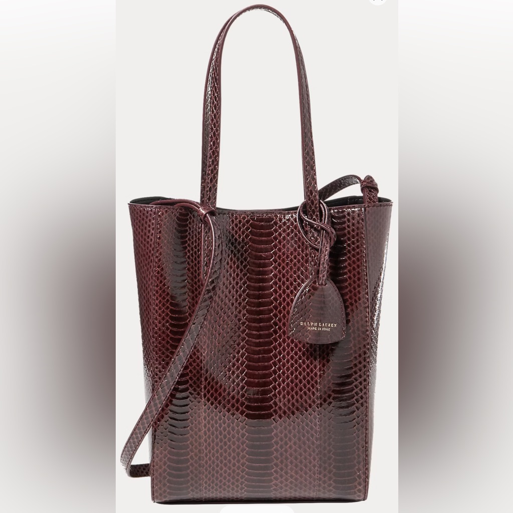 Ralph Lauren Collection Ayers Mini Modern Tote In Bordeaux Snake Skin